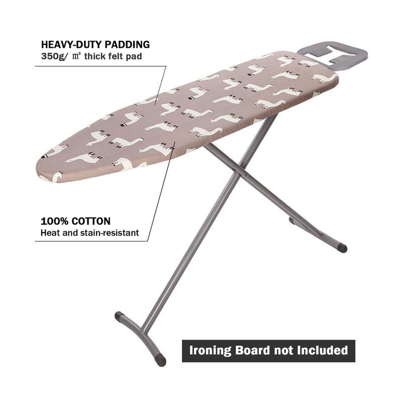 LCLW Ironing Board Cover and Pad Standard Size 15" x 54",3 Pairs of Hook and Loop Fastener Straps,Elastic Edges,Cotton Iron Board Cover with Scorch Resistant Thick Padding(Alpaca) - Image 3